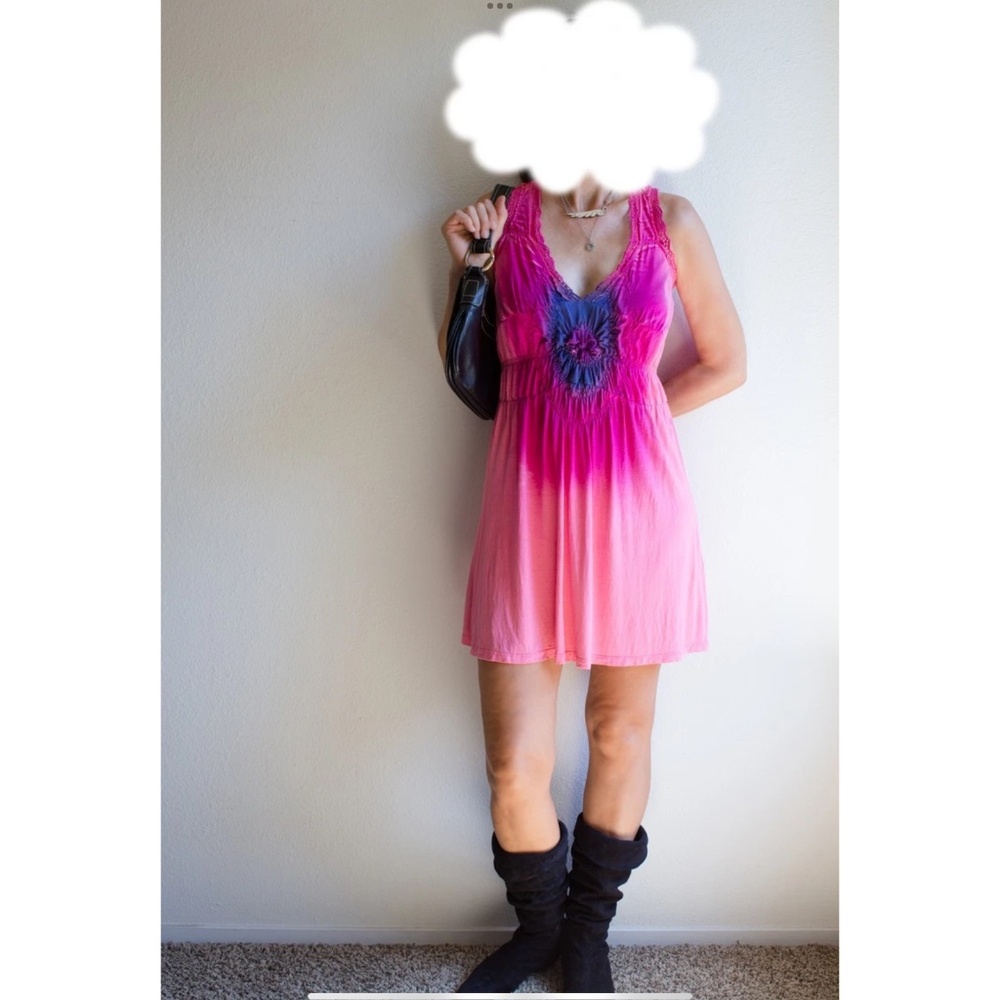 Insane Cutest Y2K Miss Sixty Tie Dye Dress with Scrunch Lace XS S Head Turner